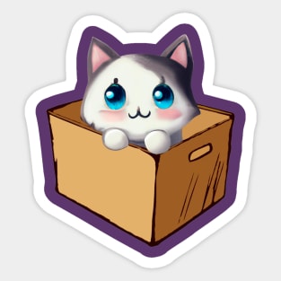 Cat in Cardboard Box Sticker